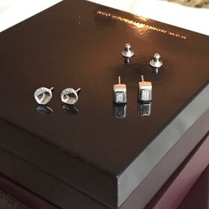 Monica Vinader Sterling Silver Diamond Stud earrings